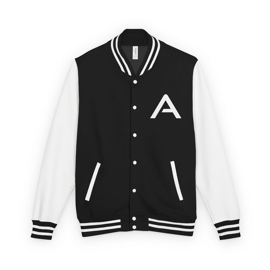 Ambizion Apparel Signature White Logo Letterman Jacket | Black White Varsity Jacket