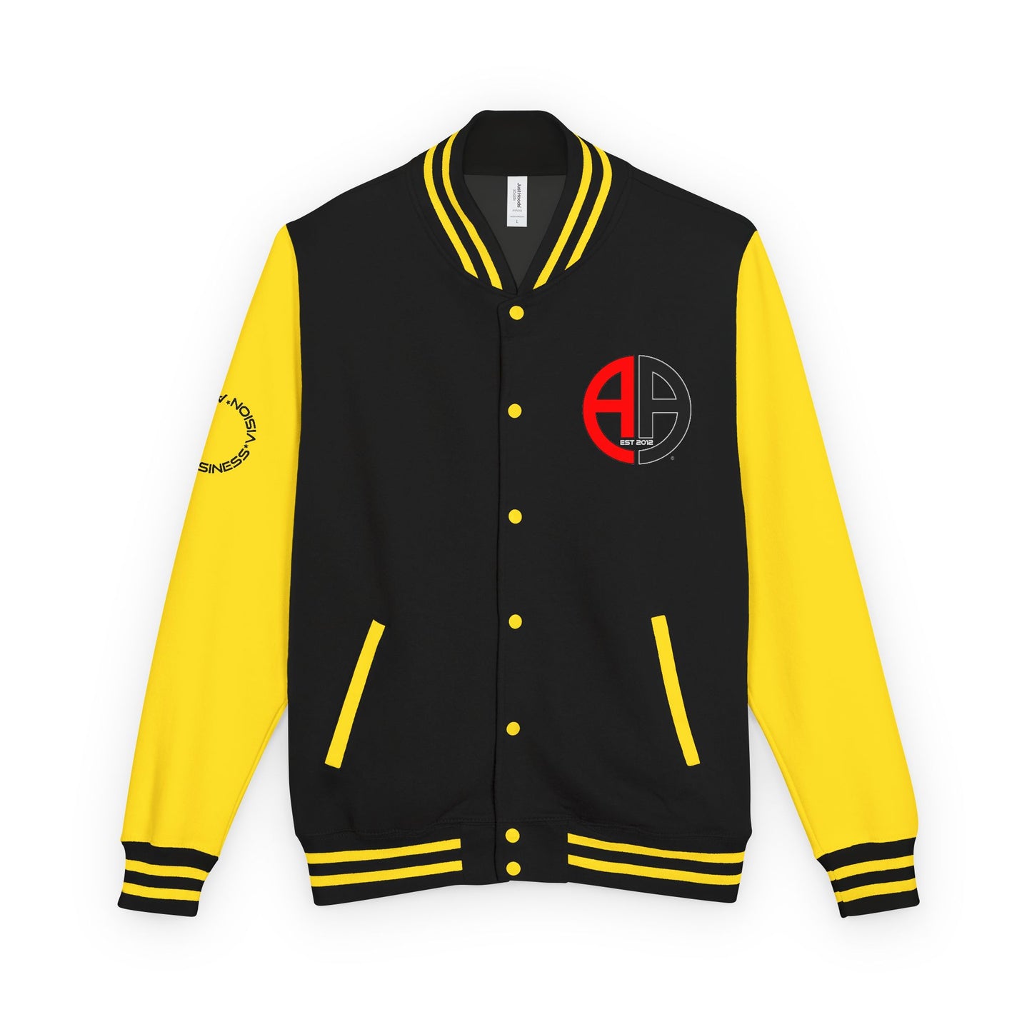Ambizion Apparel Logo Letterman Jacket | Black White Varsity Jacket