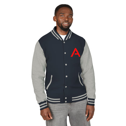 Ambizion Apparel Signature Red Logo Letterman Jacket | Black White Varsity Jacket