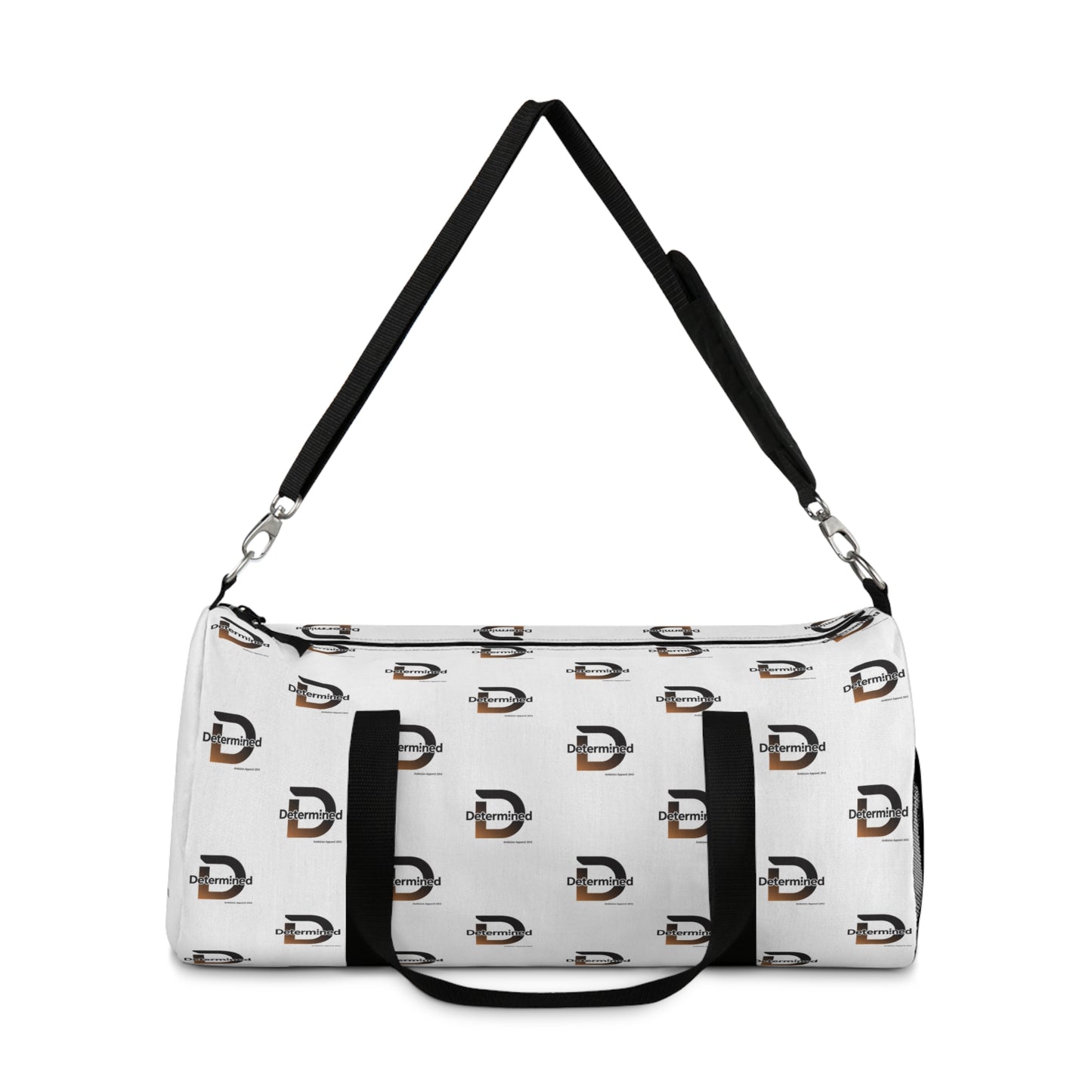 Determined White Duffel Bag — Bold Travel & Gym Tote