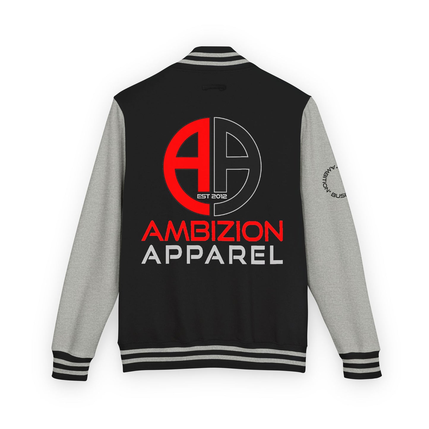 Ambizion Apparel Logo Letterman Jacket | Black White Varsity Jacket