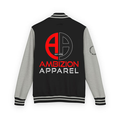 Ambizion Apparel Logo Letterman Jacket | Black White Varsity Jacket