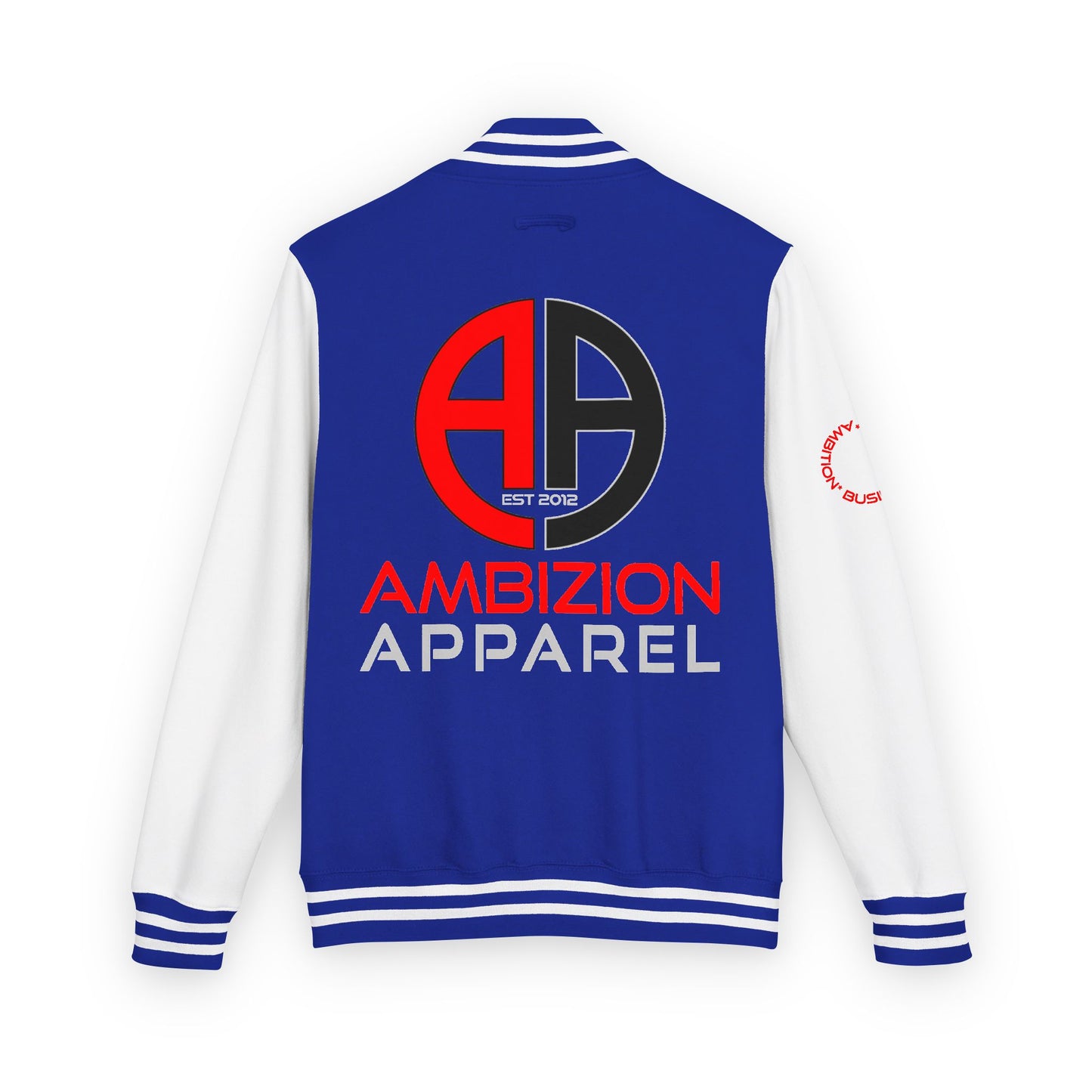 Ambizion Apparel Logo Letterman Jacket | Black White Varsity Jacket