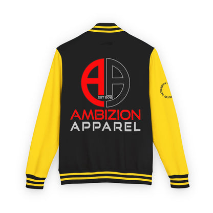 Ambizion Apparel Logo Letterman Jacket | Black White Varsity Jacket