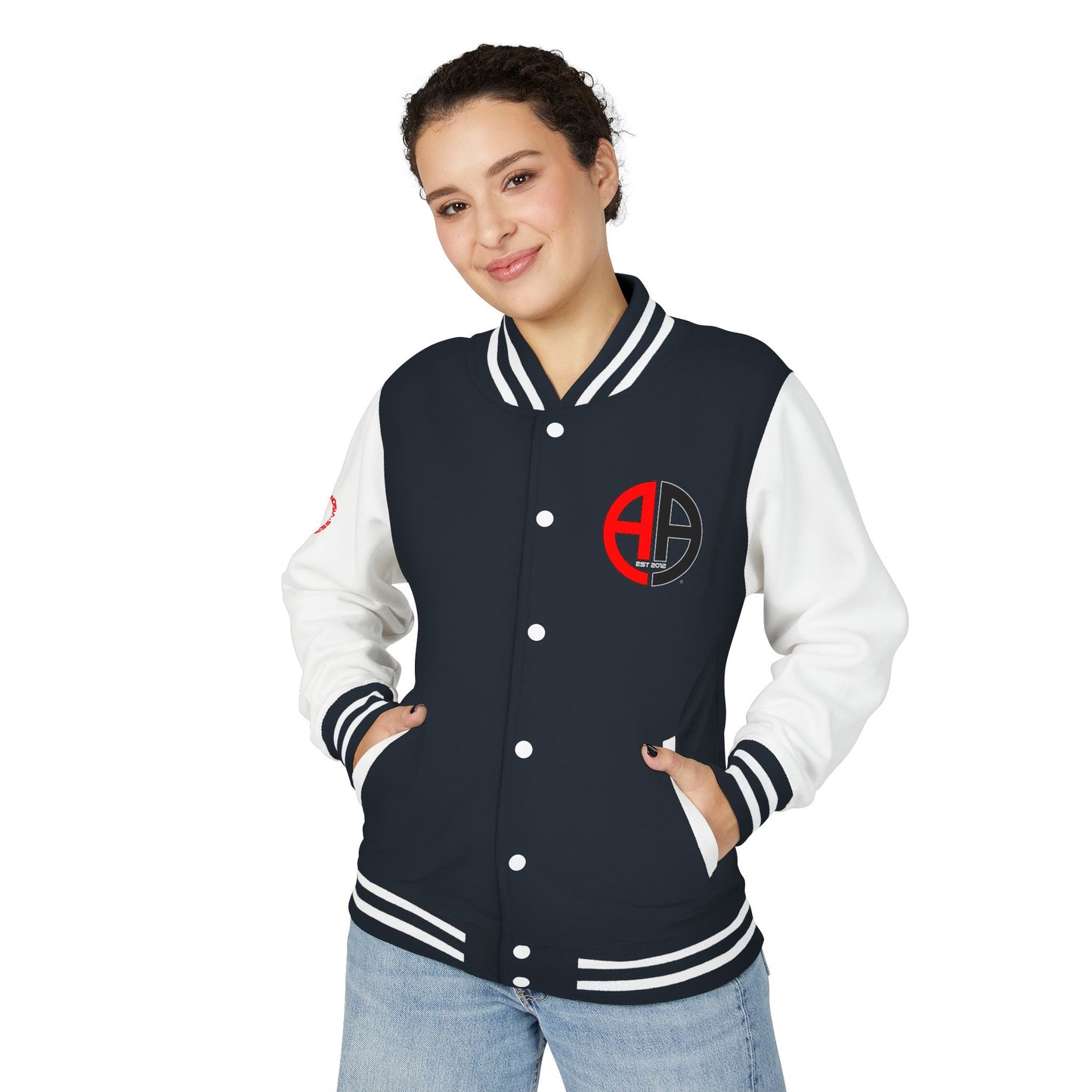 Ambizion Apparel Logo Letterman Jacket | Black White Varsity Jacket