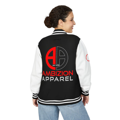 Ambizion Apparel Logo Letterman Jacket | Black White Varsity Jacket