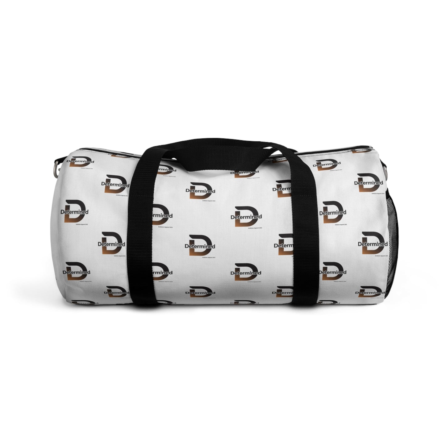 Determined White Duffel Bag — Bold Travel & Gym Tote