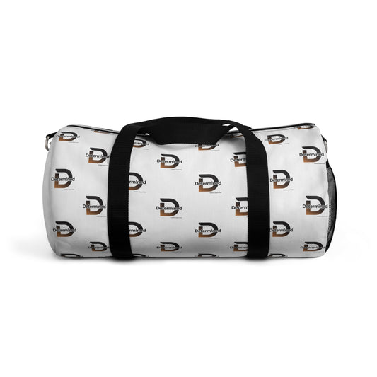 Determined White Duffel Bag — Bold Travel & Gym Tote