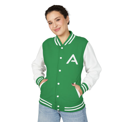 Ambizion Apparel Signature White Logo Letterman Jacket | Black White Varsity Jacket