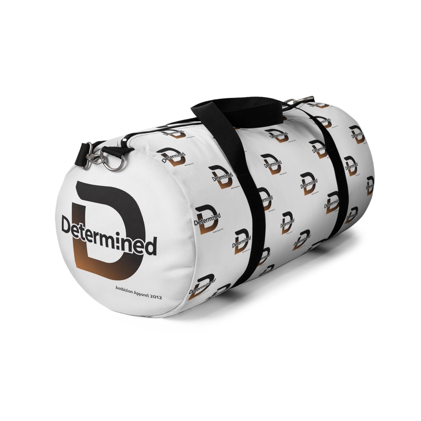 Determined White Duffel Bag — Bold Travel & Gym Tote