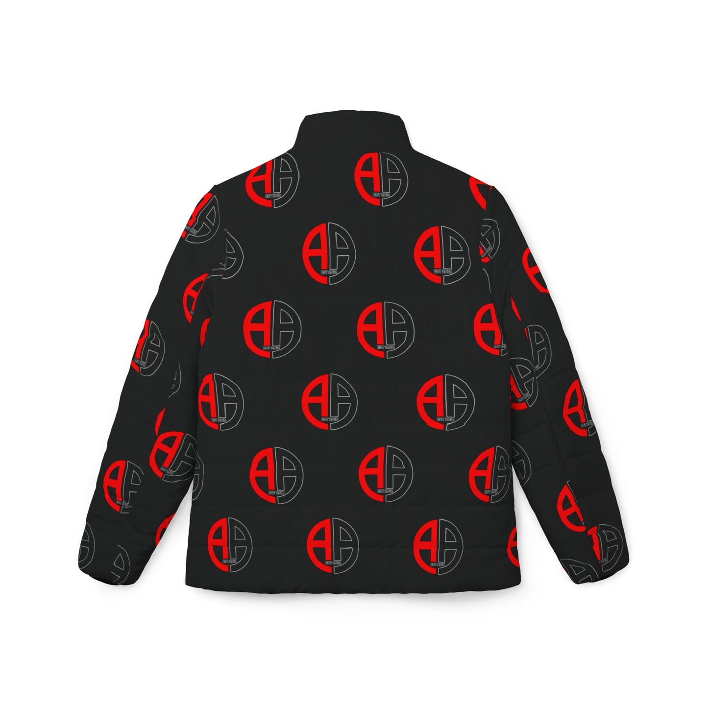 Ambizion Apparel Signature Monogram Black Collar Puffer Jacket- Black