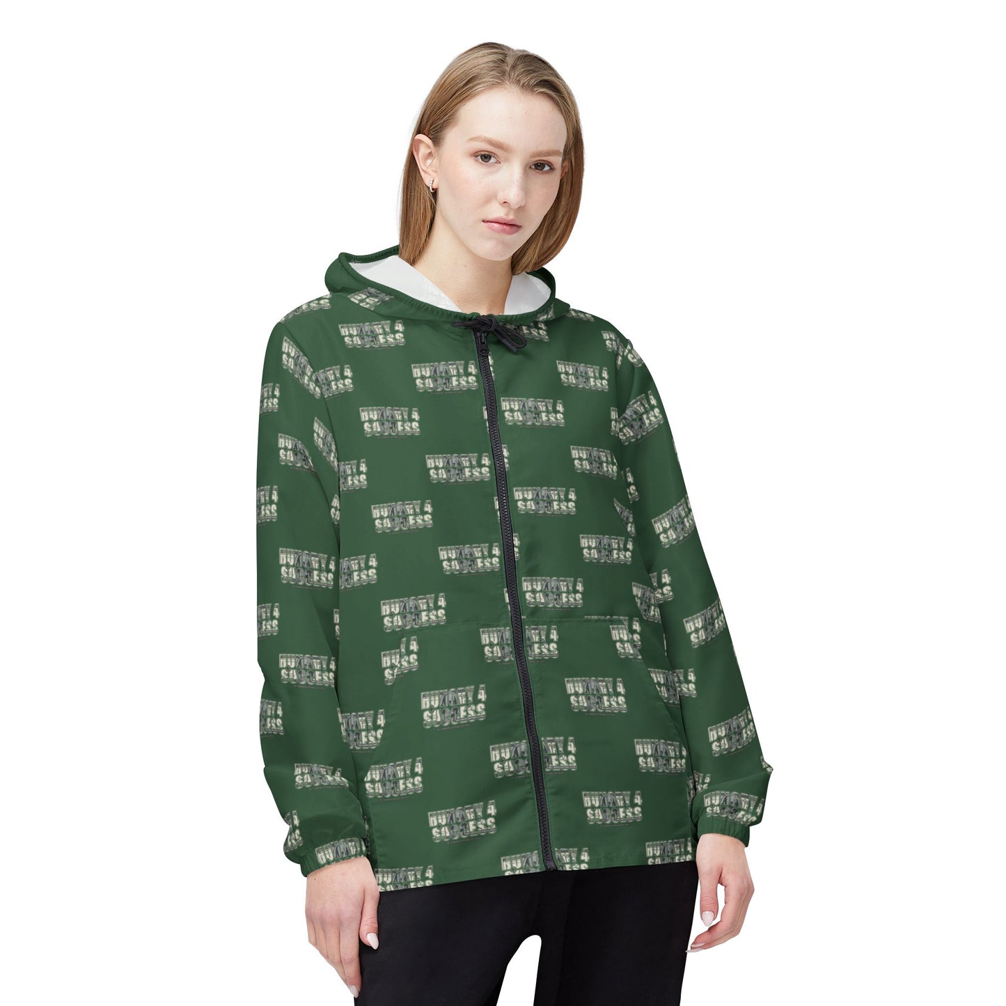 Hungry 4 Success repeat logo Windbreaker Jacket | all-over print Green