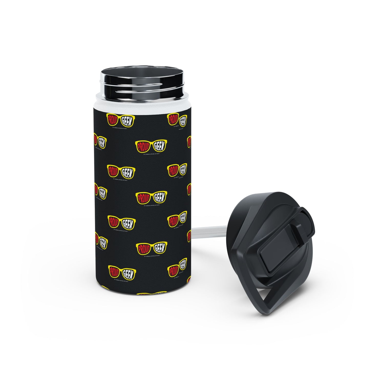 Proud Geek  Stainless Water Bottle — Black