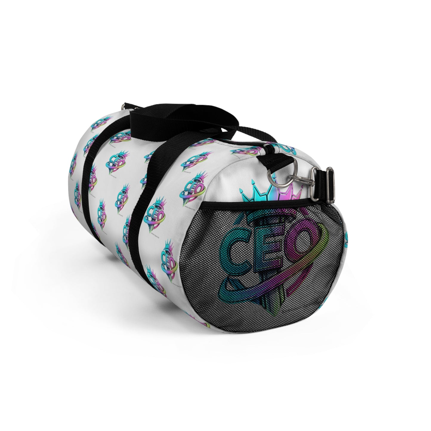 CEO White Duffel Bag — Bold Travel & Gym Tote