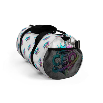 CEO White Duffel Bag — Bold Travel & Gym Tote