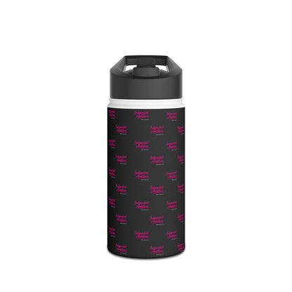 Independent and Ambitious  Stainless Water Bottle — Black Pattern with Pink