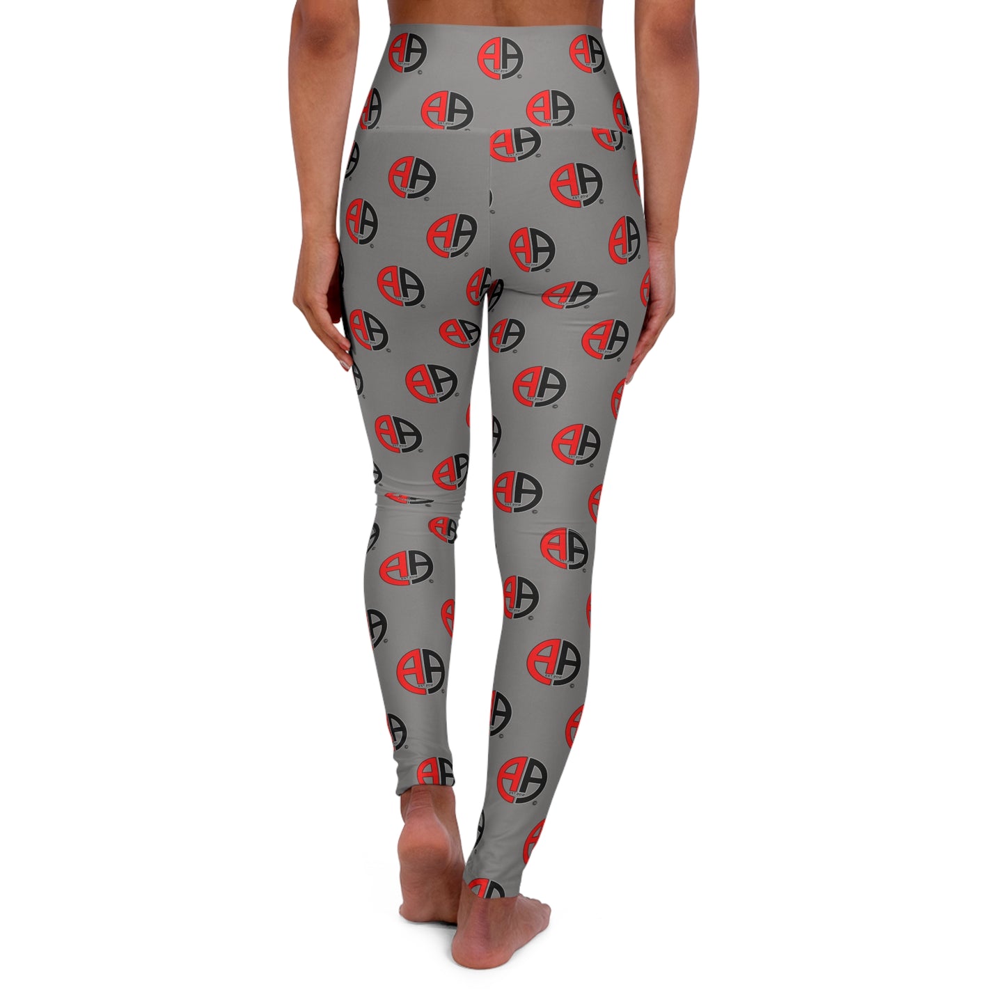 Ambizion Apparel Signature Gray High-Waisted Yoga Leggings — All-Over Print