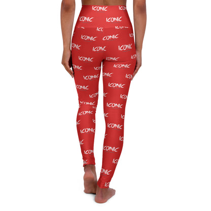 Iconic Red High-Waisted Yoga Leggings — All-Over Print