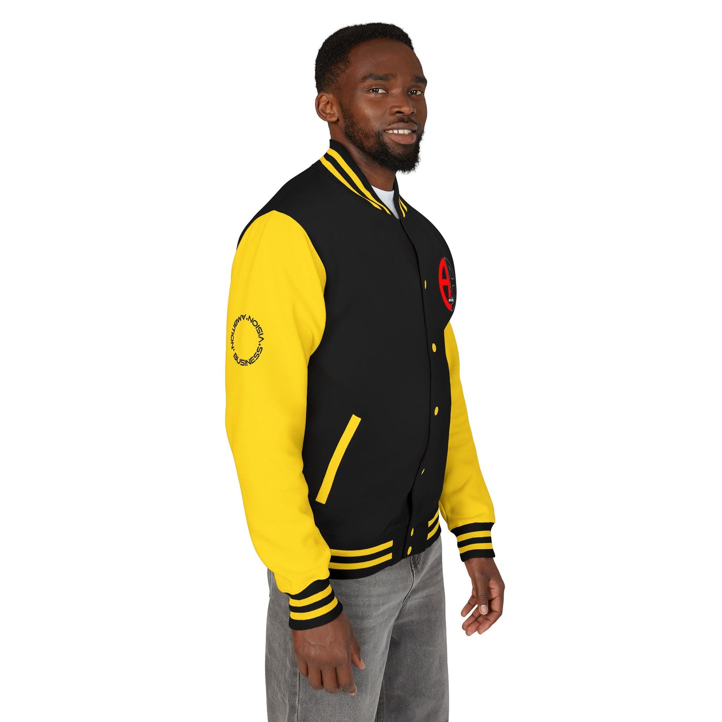 Ambizion Apparel Logo Letterman Jacket | Black White Varsity Jacket