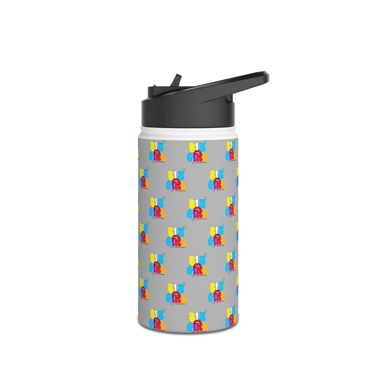 Biz Girl Grey Stainless Water Bottle — Black