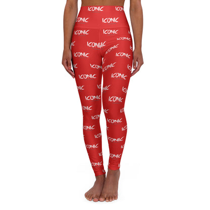 Iconic Red High-Waisted Yoga Leggings — All-Over Print