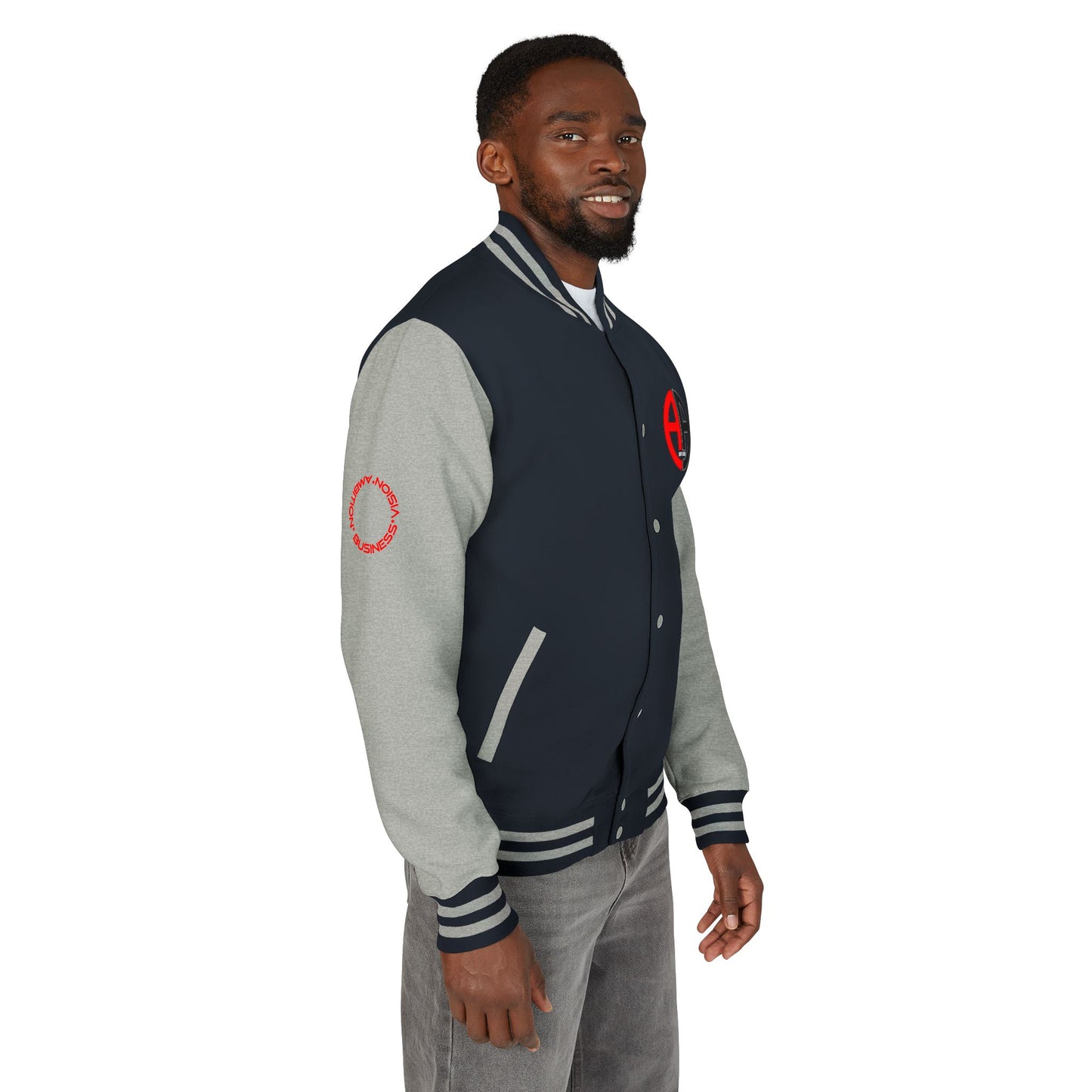 Ambizion Apparel Logo Letterman Jacket | Black White Varsity Jacket