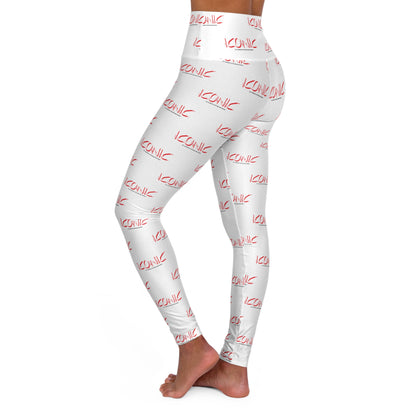 Iconic White High-Waisted Yoga Leggings — All-Over Print