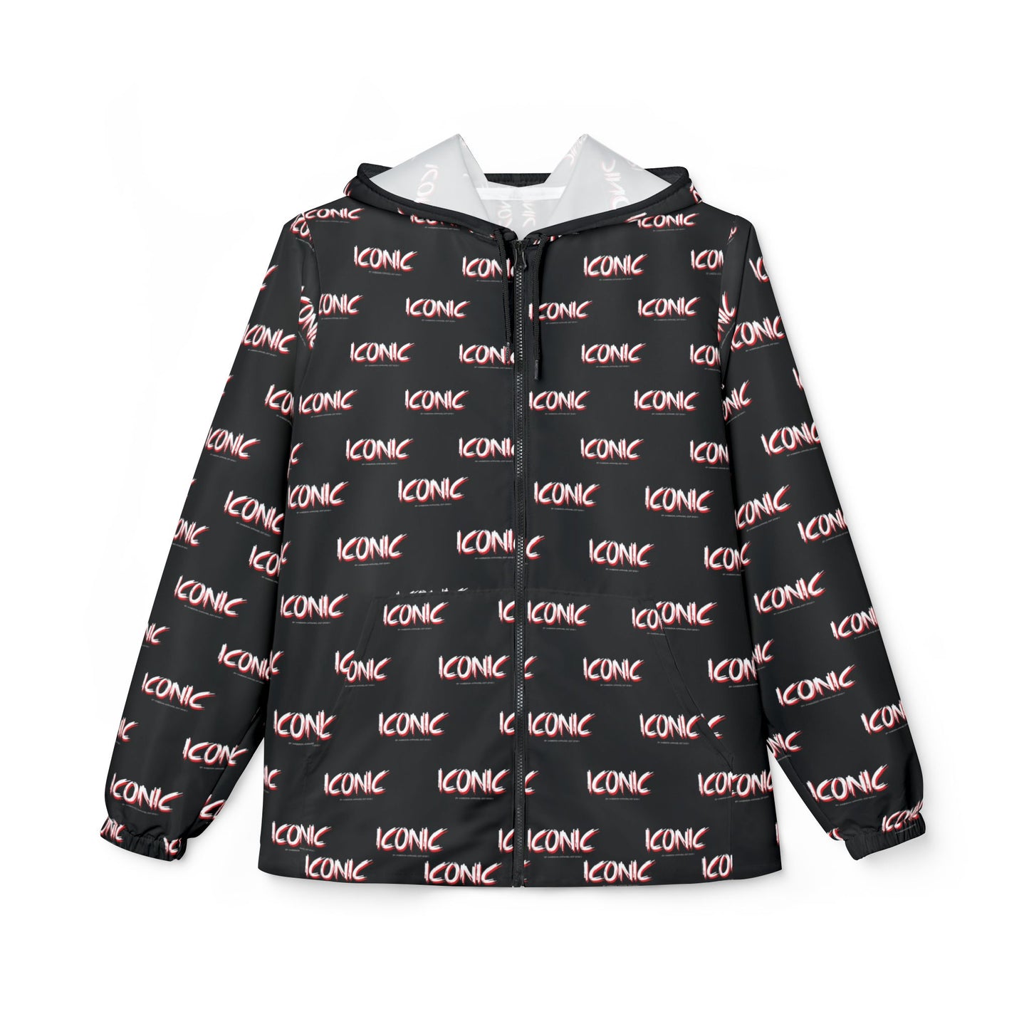 ICONIC repeat logo Windbreaker Jacket | all-over print Black