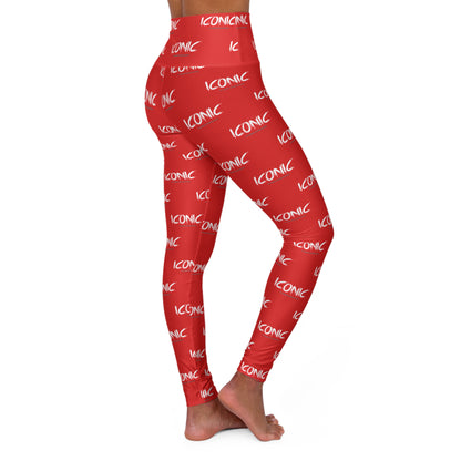 Iconic Red High-Waisted Yoga Leggings — All-Over Print