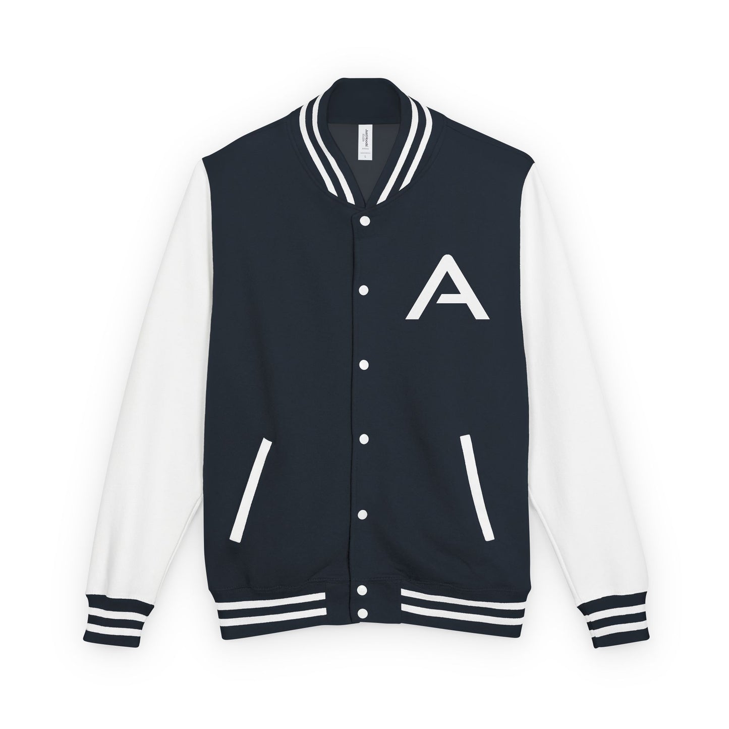 Ambizion Apparel Signature White Logo Letterman Jacket | Black White Varsity Jacket
