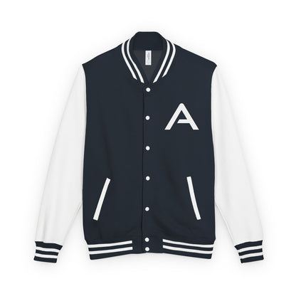 Ambizion Apparel Signature White Logo Letterman Jacket | Black White Varsity Jacket