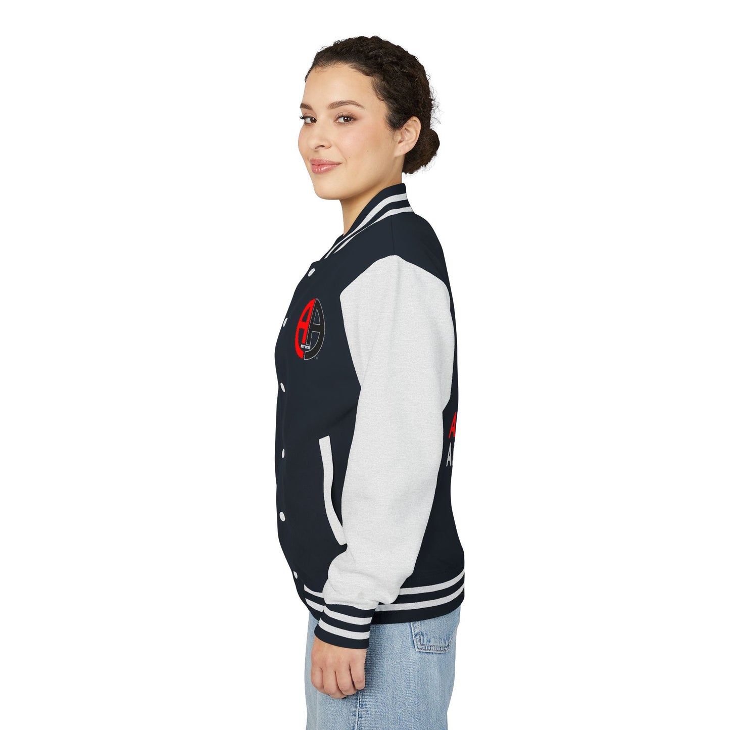 Ambizion Apparel Logo Letterman Jacket | Black White Varsity Jacket