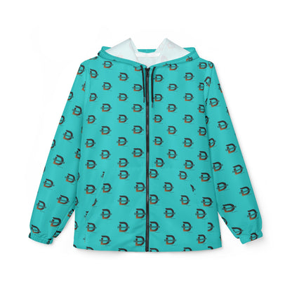 Determined repeat logo Windbreaker Jacket | all-over print Blue Green
