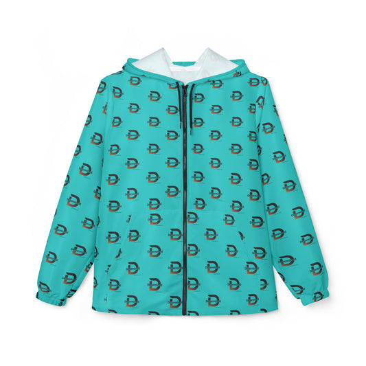 Determined repeat logo Windbreaker Jacket | all-over print Blue Green