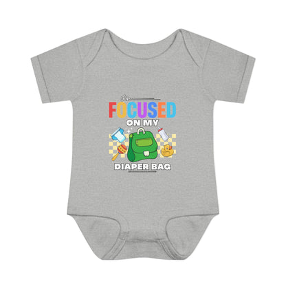 Focused on My Diaper Bag Infant Onesie