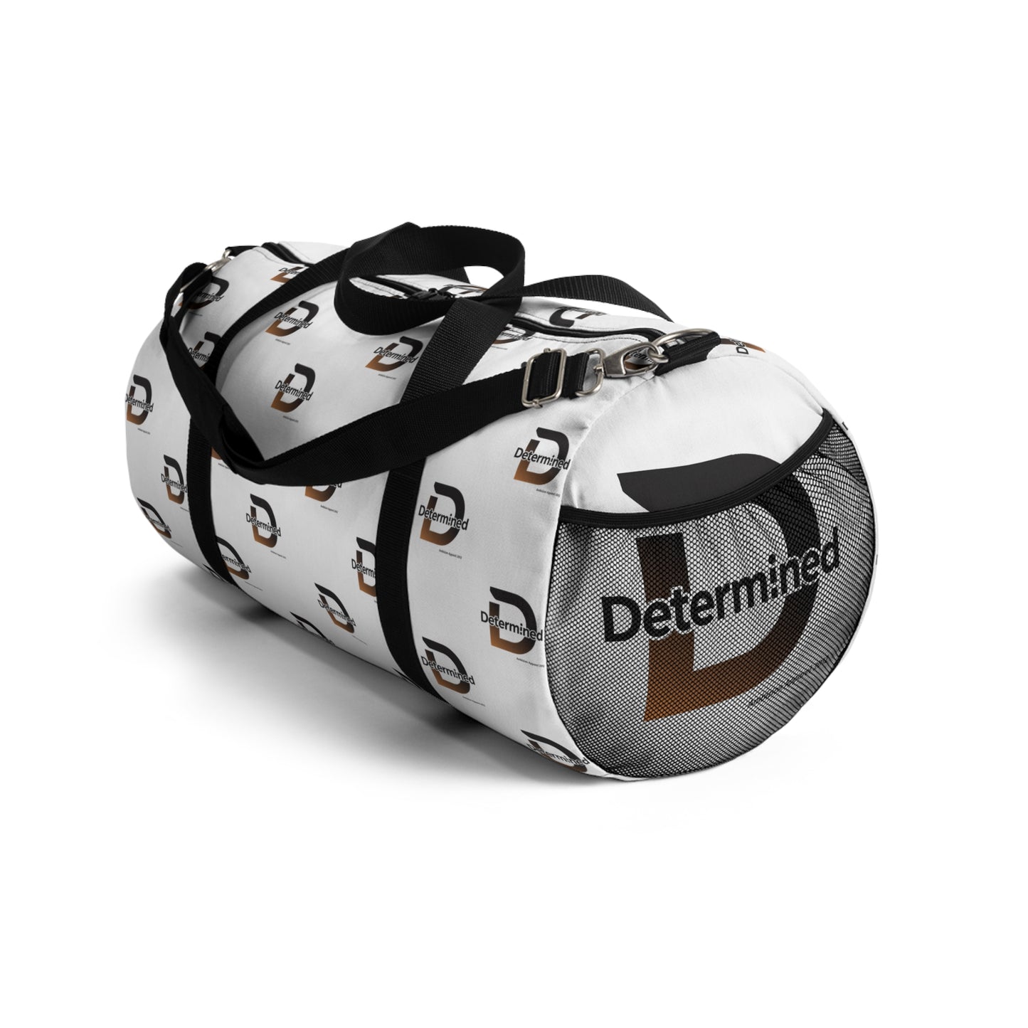 Determined White Duffel Bag — Bold Travel & Gym Tote