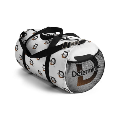 Determined White Duffel Bag — Bold Travel & Gym Tote