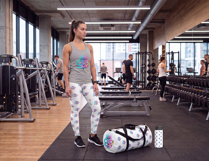 CEO White High-Waisted Yoga Leggings — All-Over Print