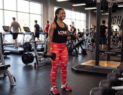 Iconic Black High-Waisted Yoga Leggings — All-Over Print