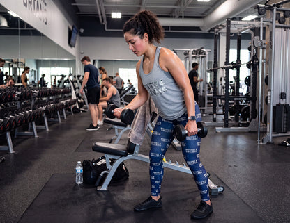 Hungry 4 Success Navy High-Waisted Yoga Leggings — All-Over Print