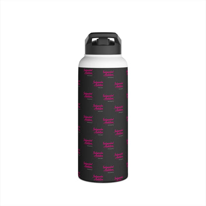 Independent and Ambitious  Stainless Water Bottle — Black Pattern with Pink