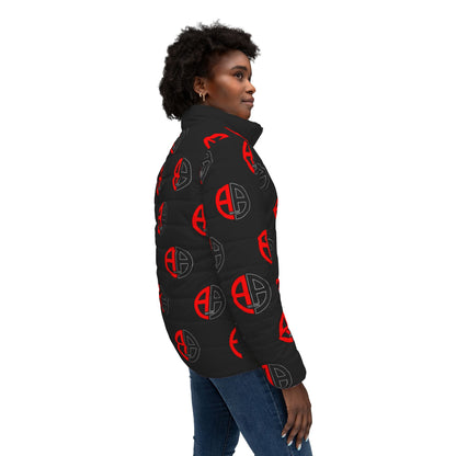 Ambizion Apparel Signature Monogram Black Collar Puffer Jacket- Black