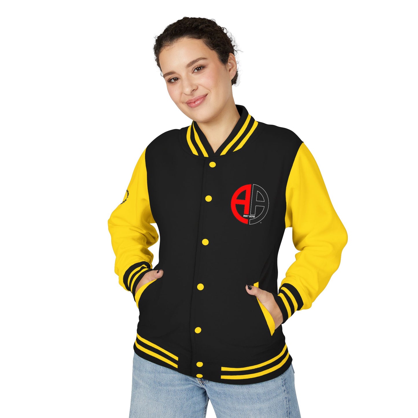 Ambizion Apparel Logo Letterman Jacket | Black White Varsity Jacket