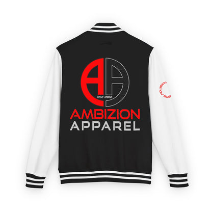 Ambizion Apparel Logo Letterman Jacket | Black White Varsity Jacket