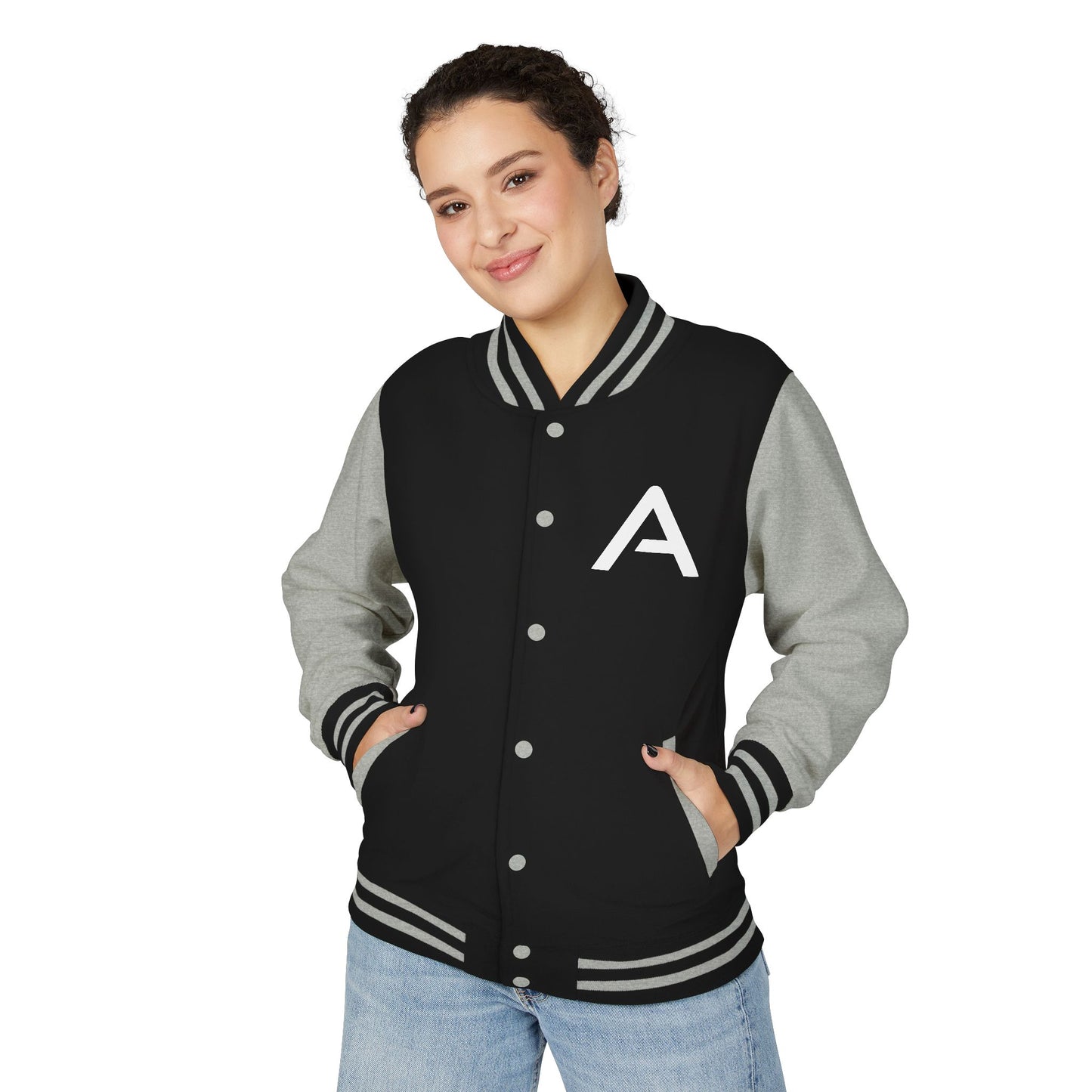 Ambizion Apparel Signature White Logo Letterman Jacket | Black White Varsity Jacket