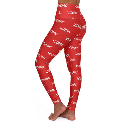 Iconic Red High-Waisted Yoga Leggings — All-Over Print