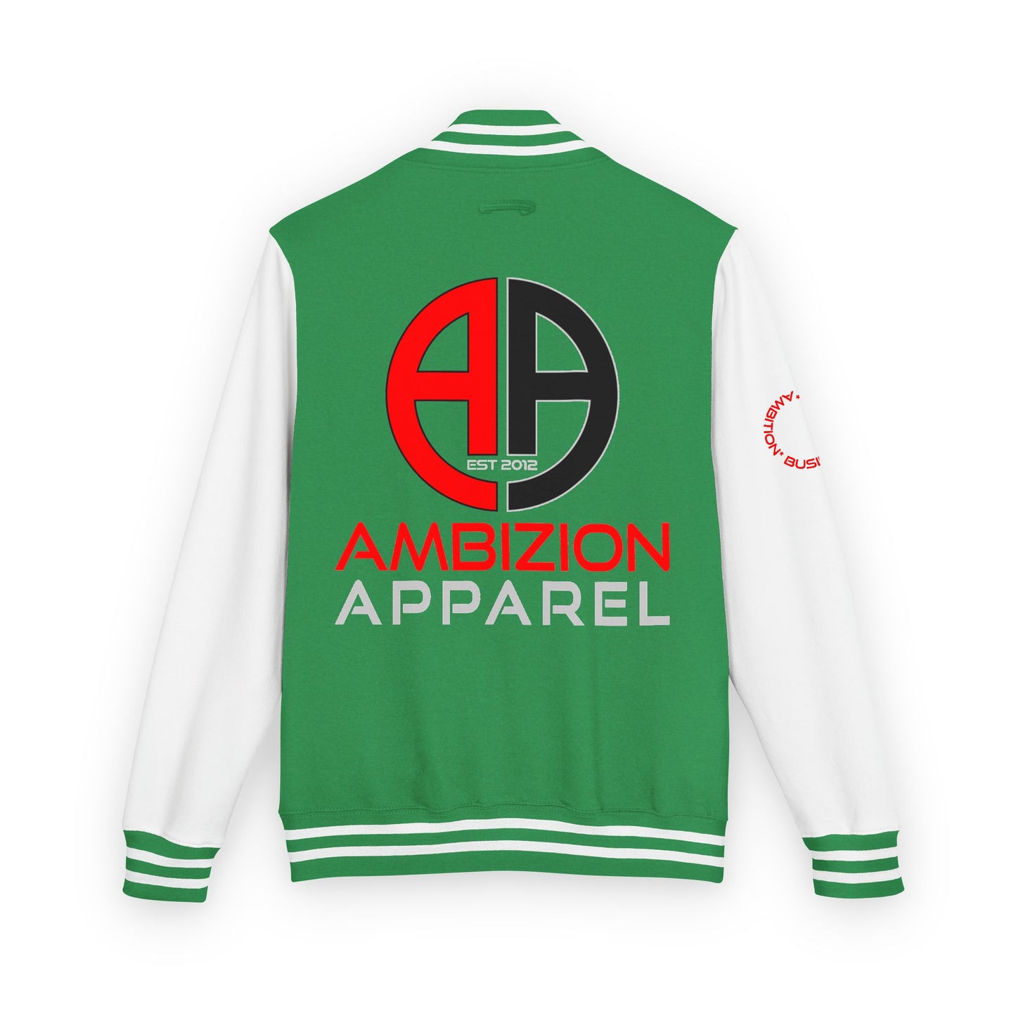 Ambizion Apparel Logo Letterman Jacket | Black White Varsity Jacket
