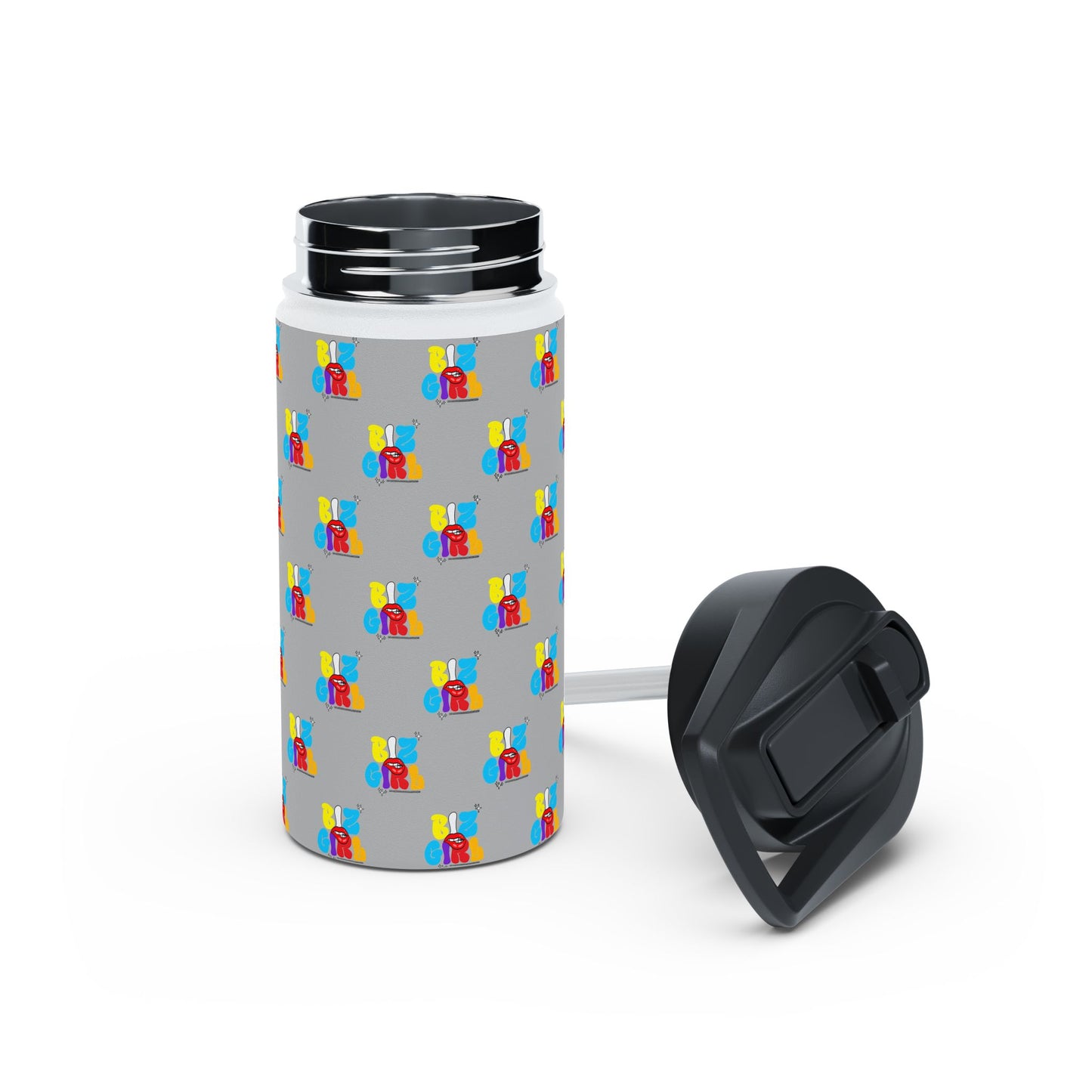 Biz Girl Grey Stainless Water Bottle — Black