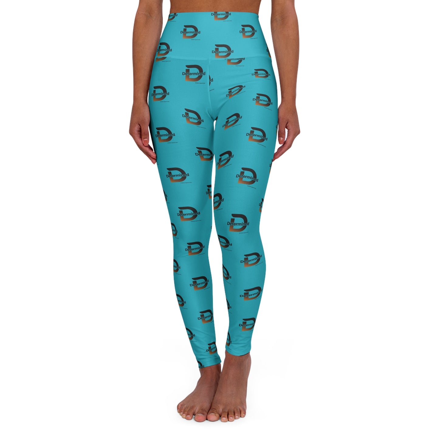 Determined Turquoise High-Waisted Yoga Leggings — All-Over Print