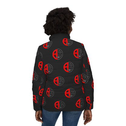 Ambizion Apparel Signature Monogram Black Collar Puffer Jacket- Black